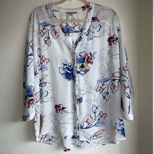 Airy floral loose fitting tunic top